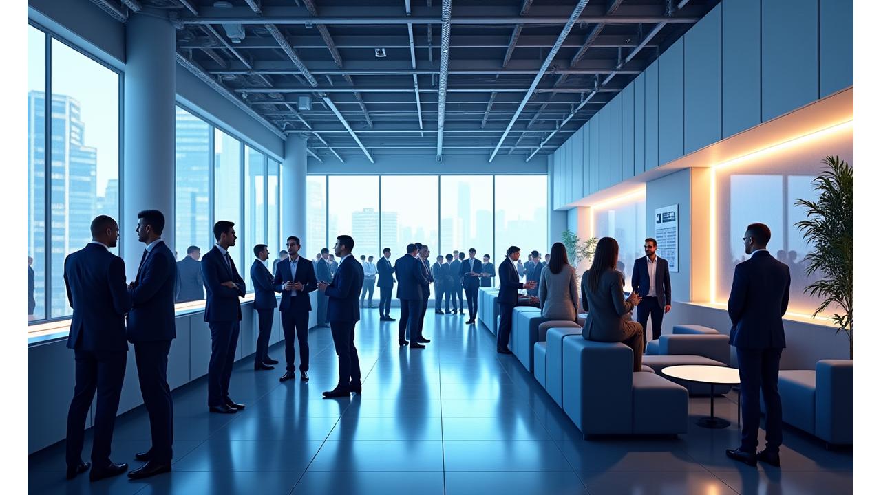 Professional attendees at a corporate summit