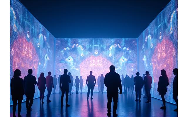 Interactive light art installation in a dark space