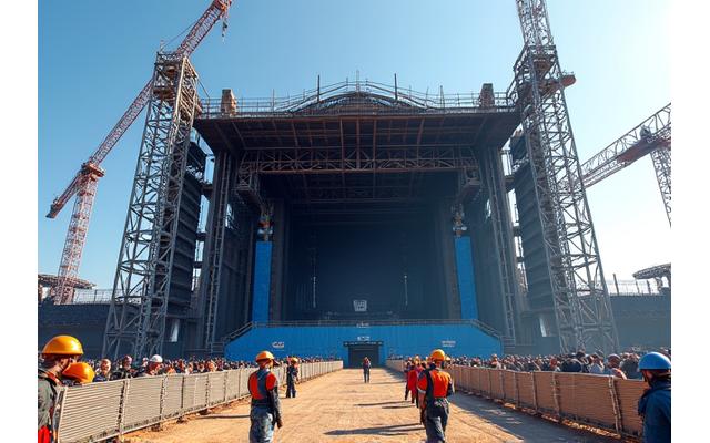 Large outdoor stage under construction