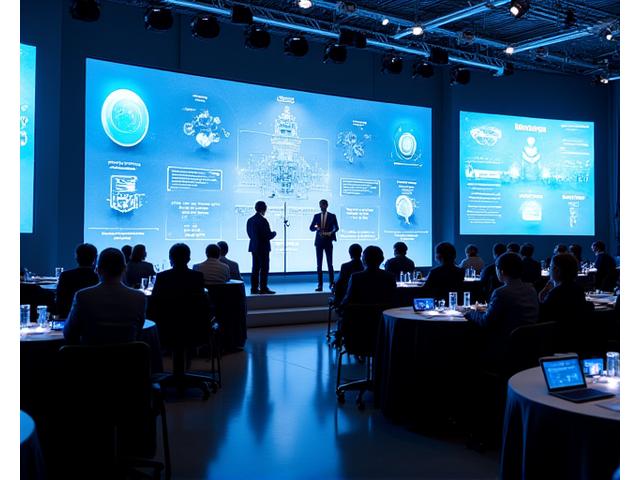 Modern corporate conference with professional speakers